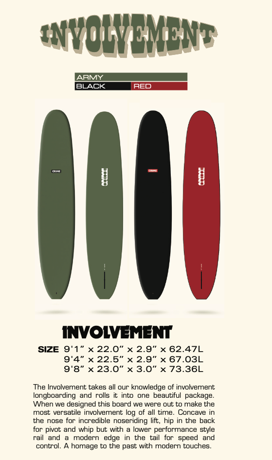 CRIME Surfboards - Involvement 9'4" - Army Green