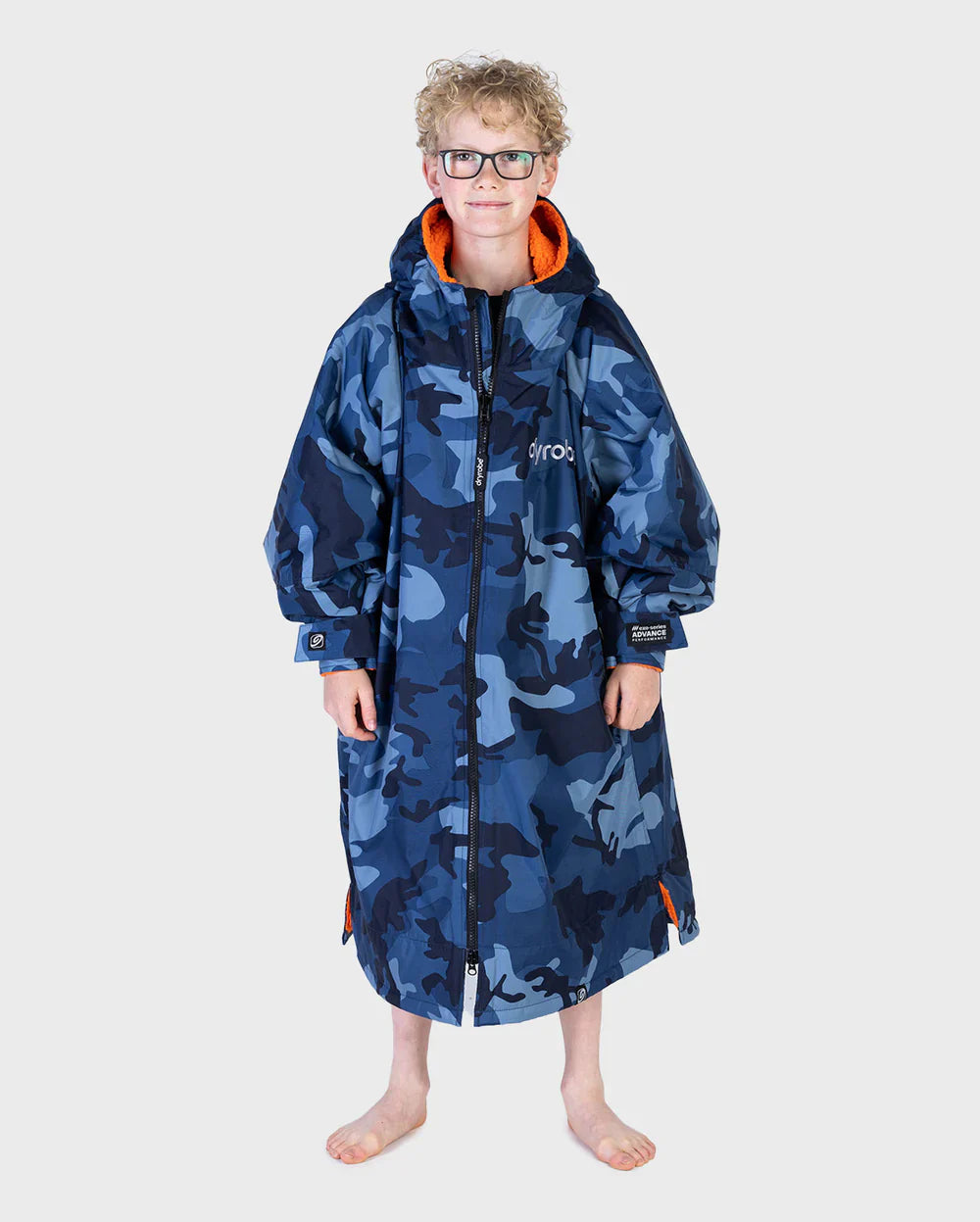 DRYROBE - Advance Kids Long Sleeve - Blue Camo / orange