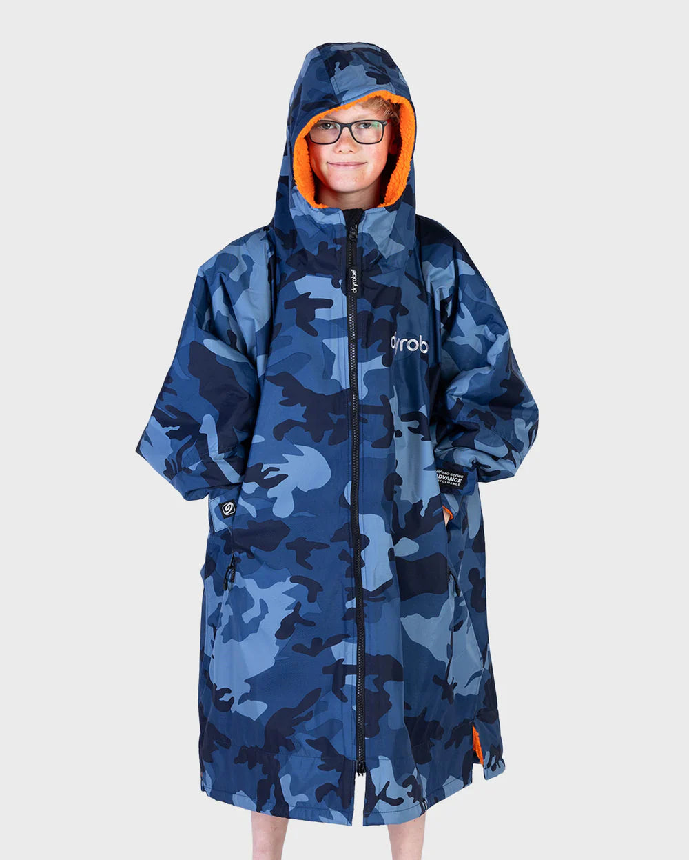 DRYROBE - Advance Kids Long Sleeve - Blue Camo / orange