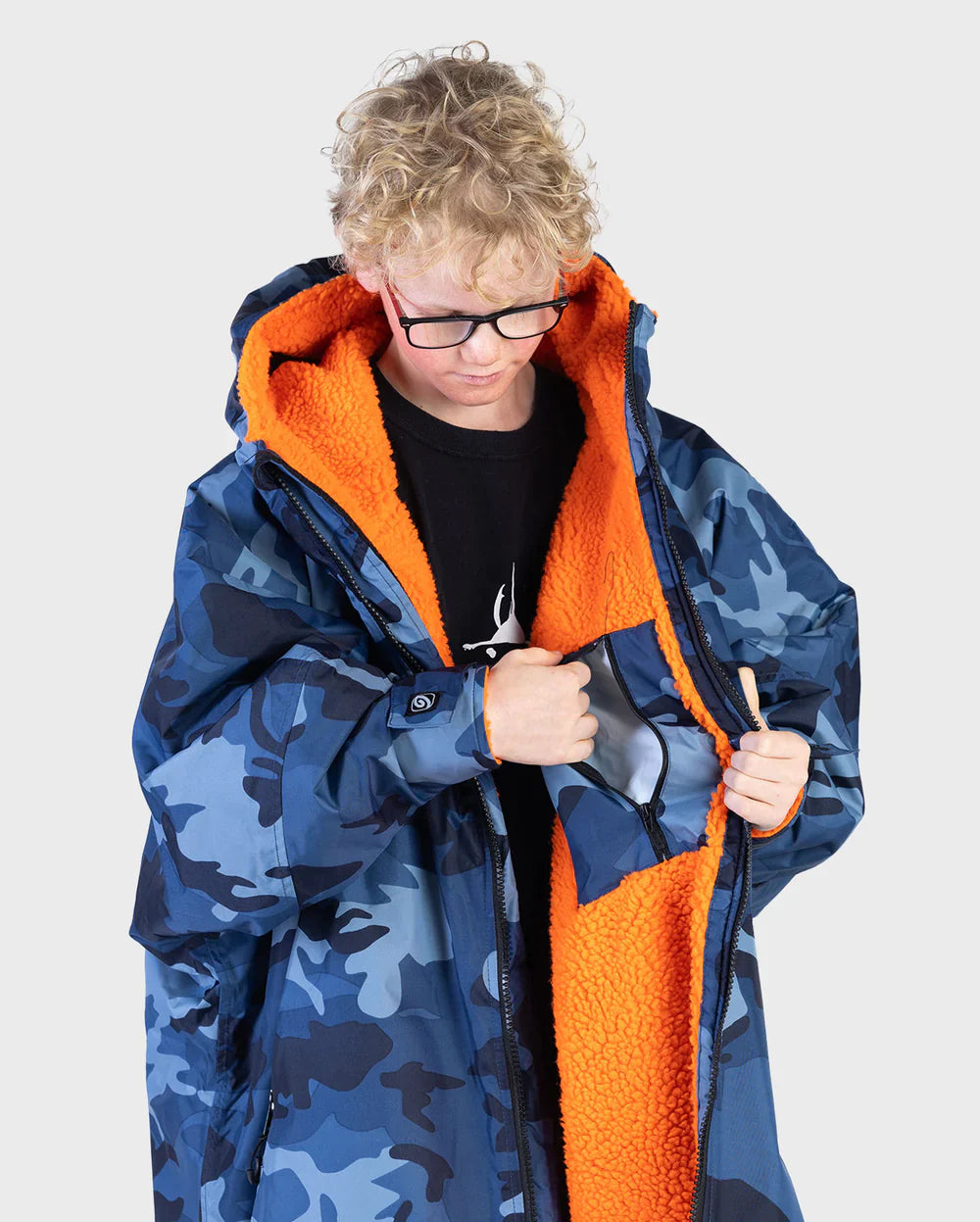 DRYROBE - Advance Kids Long Sleeve - Blue Camo / orange