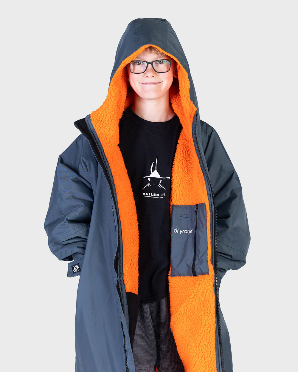 DRYROBE - Advanced Kids Long sleeve - Dark grey/Orange