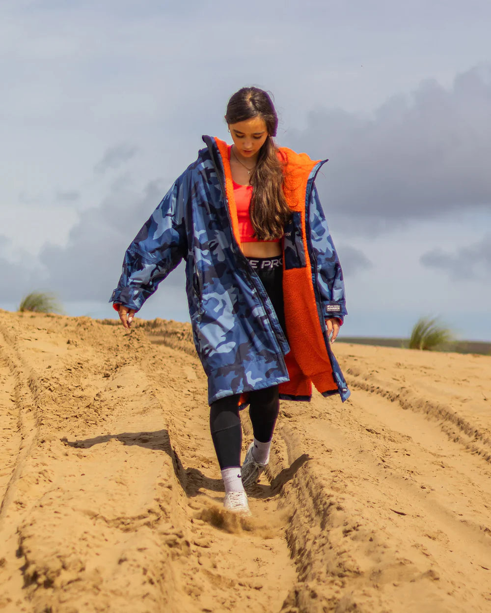 DRYROBE - Advance Kids Long Sleeve - Blue Camo / orange
