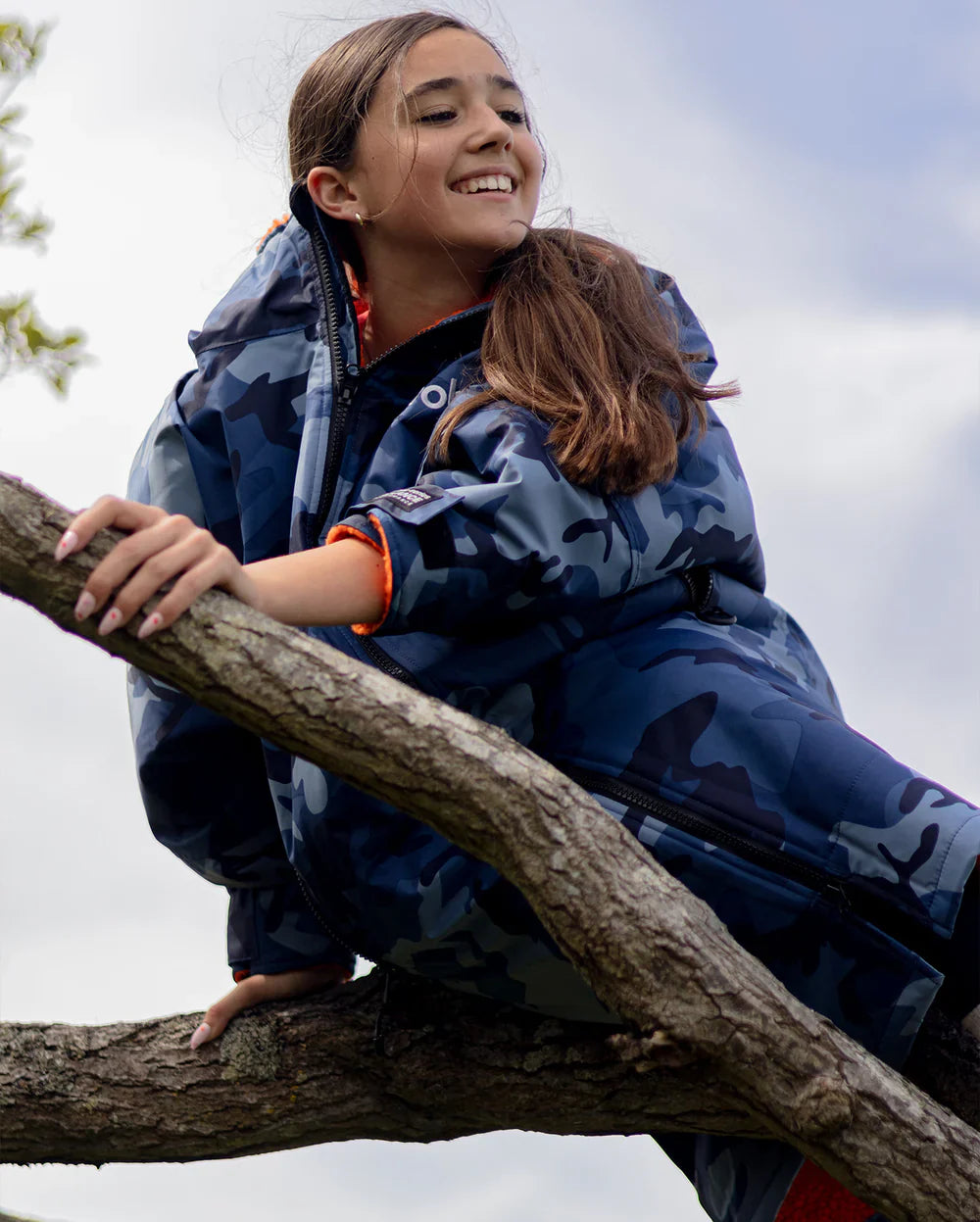 DRYROBE - Advance Kids Long Sleeve - Blue Camo / orange
