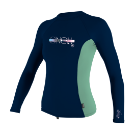 Girls Premium Skins L/S Rash Guard - ABYSS/FRESHMINT