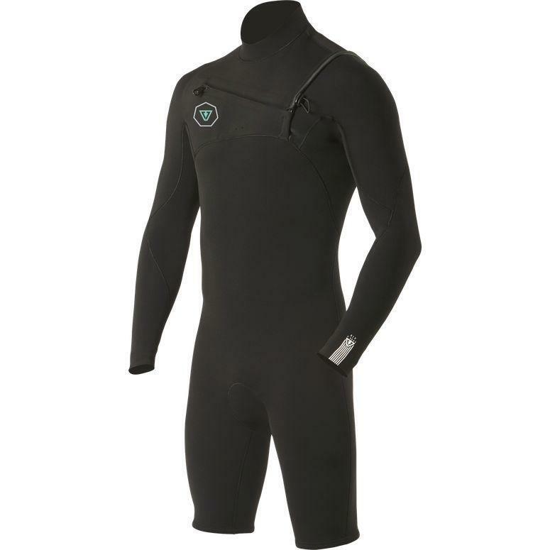 Vissla 7 Seas 2-2 LS Spring Wetsuit in black, front view.