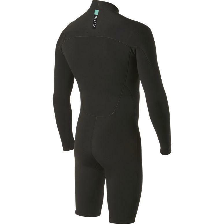 Vissla 7 Seas 2-2 LS Spring Wetsuit in black, back view.