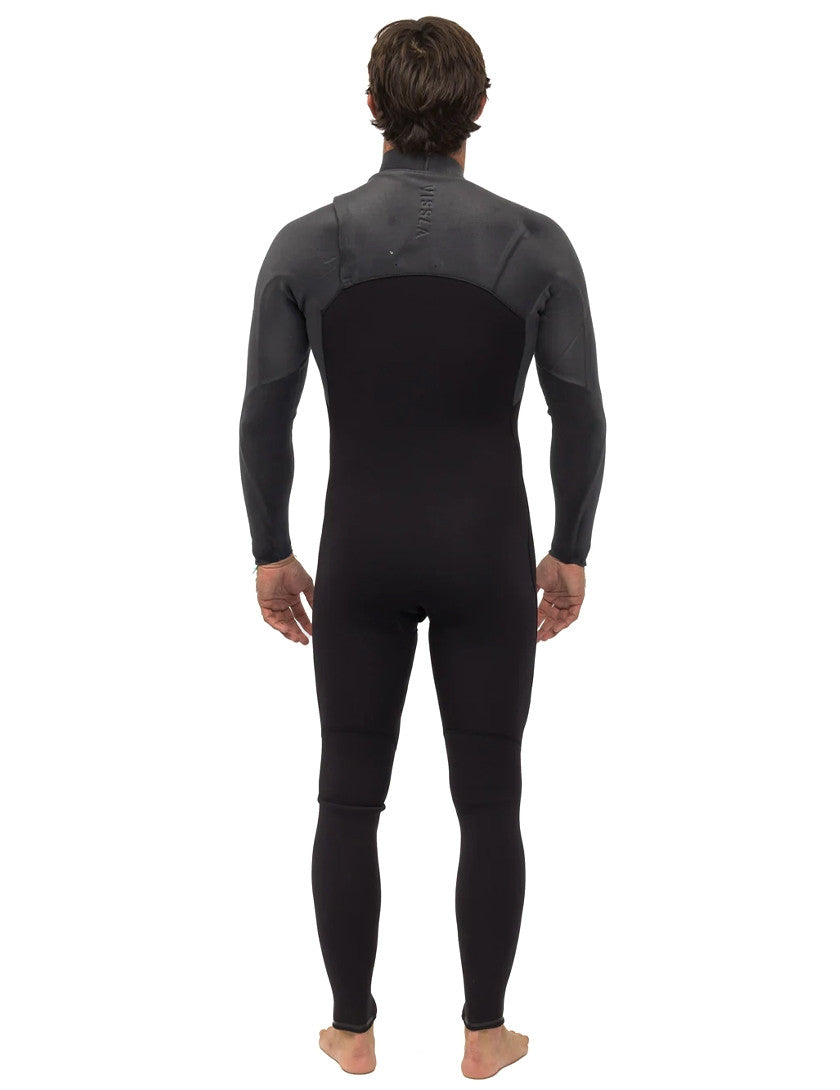 Back view of Vissla High Seas II 4-3 No Zip full suit in charcoal.