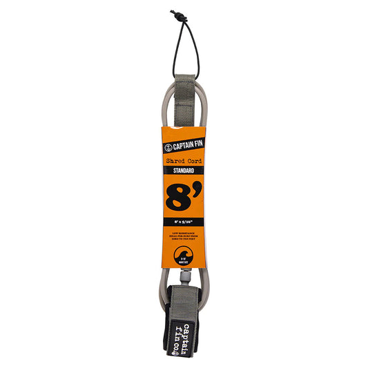 Captain Fin Co. Shred Cord - 8' Standard - Grey Surfboard Leash
