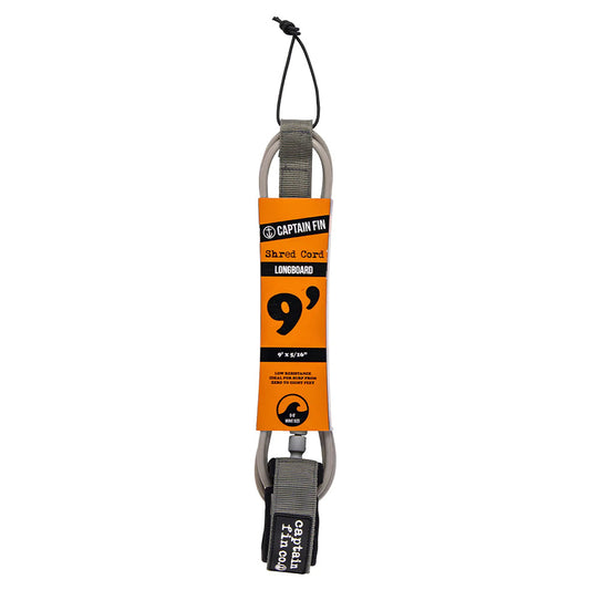 Captain Fin Co. Shred Cord - 9' Standard - Grey Surfboard Leash